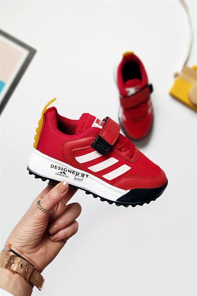 Designed Baskılı Çocuk Spor Ayakkabı Kırmızı