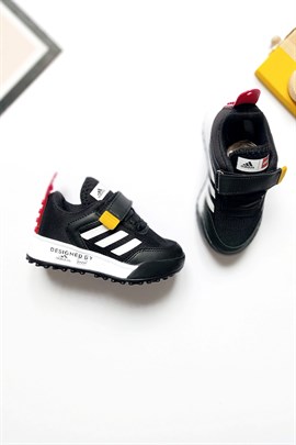 Designed Baskılı Çocuk Spor Ayakkabı Siyah Beyaz