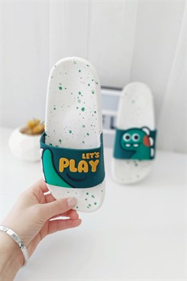 Let's Play Baskılı Çocuk Sandalet Yeşil
