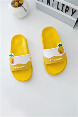 Önü Ananaslı Çocuk Sandalet Sarı