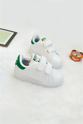 Tabanı Yeşil Çocuk Spor Ayakkabı Beyaz