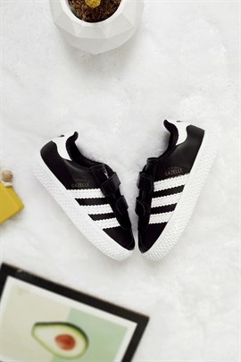 Yanı Çizgili Çocuk Spor Ayakkabı Siyah Beyaz