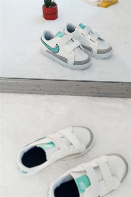 Yanı Renkli Yapışkanlı Çocuk Spor Ayakkabı Beyaz